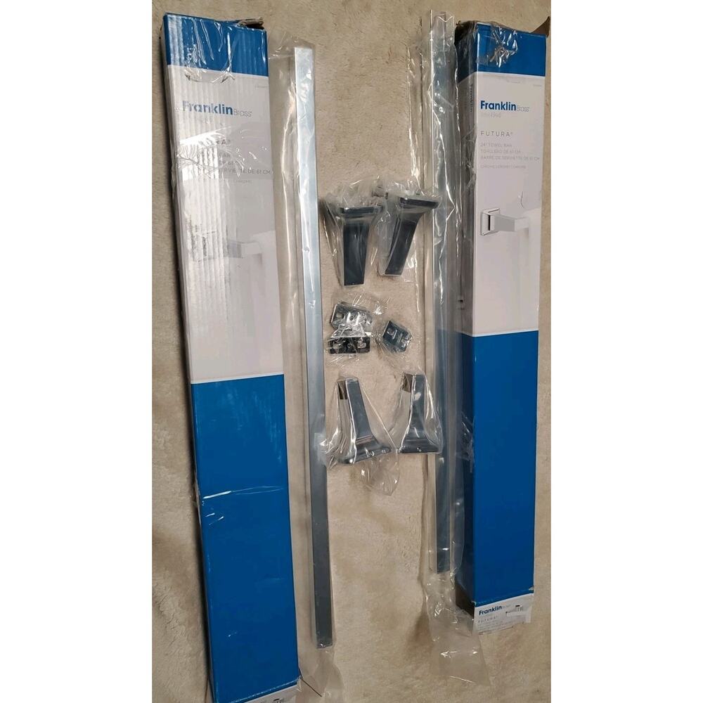 Franklin Brass Futura 24" Towel Bar Chrome D2424PC 2‑Pack Bathroom Hardware NEW - Picture 3 of 3
